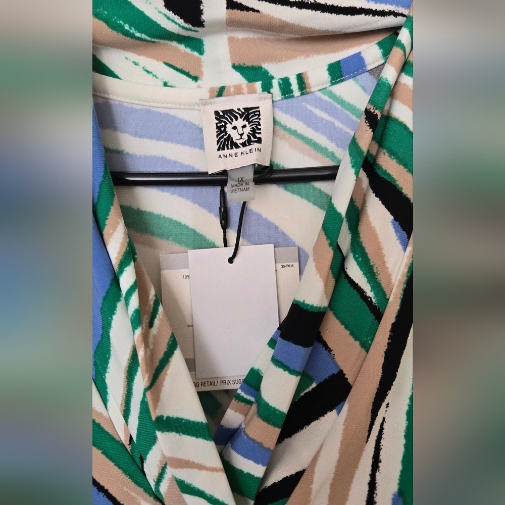 Anne Klein Multicolor Striped Sleeveless Blouse - Picture 2 of 5